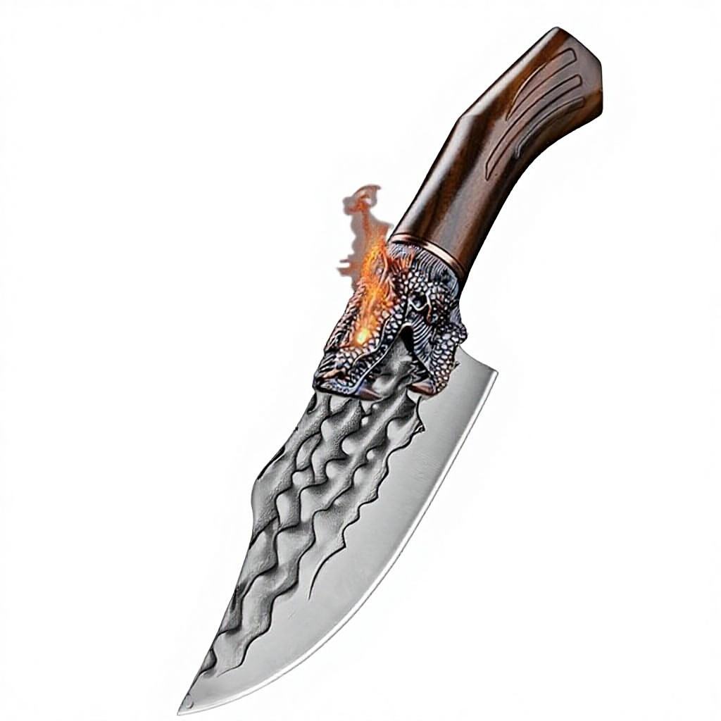 มีดแล่เนื้อลายน้ำภูเขาหลงโถวสีเงิน