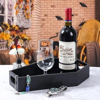Bandeja de Madera Pintada de Negro en Forma de Ataúd, Caja de Servir con Forma de Ataúd, Ideal para Dulces, Llaves, Velas, Decoración Perfecta para Halloween