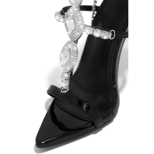 Nouvelle Arrivée 2025 – Sandales à Talon Aiguille Or et Strass pour Femme, Bout Ouvert, Idéales pour l'Été - Product Image 6