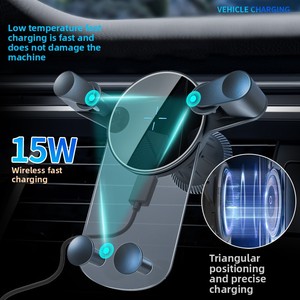 Supporto per telefono da <span class=keywords><strong>auto</strong></span> con ricarica wireless rapida da 15W, universale in ABS con fissaggio automatico e robuste barre di supporto per bocchette dell'aria - Product Image 4