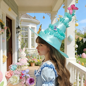 Sombrero de Bruja Lolita Luling Yaoyao, Talla Única, Borde Plegado, Decoración de Mariposa, Accesorio de Disfraz para Fiesta - Product Image 4
