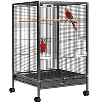 VIVOHOME Cage à oiseaux en plastique et bois de 30 pouces avec support roulant pour conures, agapornis, calopsittes, pinsons, noir