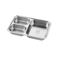 Plateau de service rapide Liyunda moderne rectangulaire personnalisé en acier inoxydable 304/201 à 2/3/4 compartiments pour portions divisées