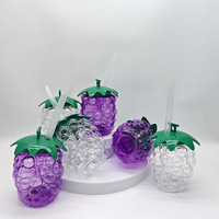 Gobelets en plastique de 500 ml de qualité alimentaire avec motif de raisin et lumière LED, avec couvercle et paille, pour boissons froides - Prix de gros