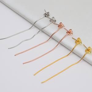 Nouvelles composantes de bijoux 1629 : Boucles d'oreilles en argent S925 avec boule ajustable, clous d'oreille vides en perles pour femme, accessoires de bricolage - Product Image 2