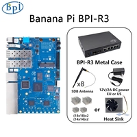 Ensemble GGDX Banana Pi Bpi-r3, Mediatek Mt7986, 2 Go de RAM DDR4, 8 Go de mémoire flash eMMC, port réseau 5 Gbe, SFP 2.5 Gbe, routeur intelligent OpenWrt Linux
