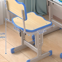 Ensemble bureau et chaise pour enfants avec rangement ouvert, hauteur réglable pour l'étude en classe et les devoirs