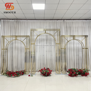 SMOOTH Shiny Gold Stainless Steel <b>Frame</b> 3pcs <b>Wedding</b> Arch Stand Backdrop Decoration Supplies Party Arch Event Arch - Product Image 1