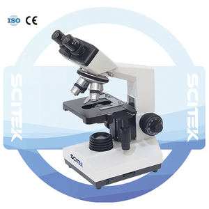 Microscopio biológico SCITEK con cabezal binocular sin compensación, lámpara LED, ocular de campo amplio y mesa mecánica de doble capa para laboratorio. - Product Image 4