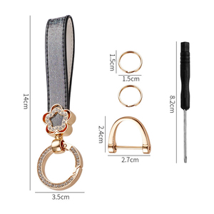 Porte-clés de voiture en diamant, porte-clés en cuir de luxe de haute qualité, boucle de couleur unie, porte-clés, accessoires de voiture, cadeau, porte-clés de voiture - Product Image 3