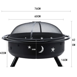 Brasero de jardin extérieur en <span class=keywords><strong>marbre</strong></span>, foyer à bois, barbecue en métal, foyer chauffant avec base - Product Image 6