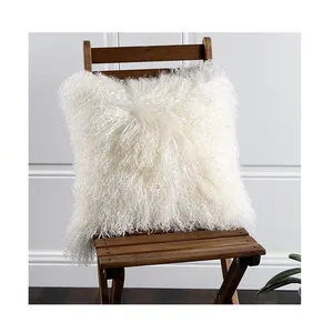 Custom decorative&throw pillow cover genuine Tibetan Mongolian sheepskin home decor long wool seat cushion real fur pillow case