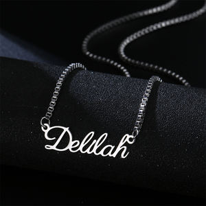 Dainty <span class=keywords><strong>Script</strong></span> Believe Collar de cadena cubana Carta personalizada Encanto 18K Chapado en oro Cadena de bordillo Collar de acero inoxidable Joyería de las mujeres - Product Image 1