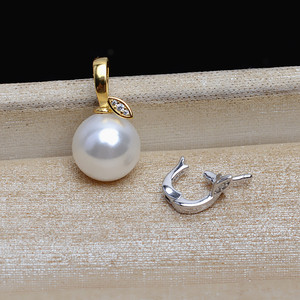 Colgante de Plata S925 con Hebilla, Bandeja Vacía Universal para Accesorios de Joyería DIY, Colgante con Diseño de Manzana y Perla, Modelo JG5213 - Product Image 1