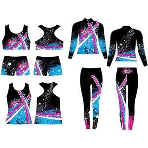 Conjunto de roupas da prática da equipe de dança personalizada, prática de dança para cheerleading