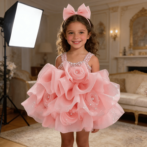 <span class=keywords><strong>Vestido</strong></span> de Fiesta 3D con Cuentas y Tul <span class=keywords><strong>para</strong></span> Niñas, <span class=keywords><strong>Vestido</strong></span> de Princesa <span class=keywords><strong>para</strong></span> Cumpleaños, Bodas y Eventos Formales - Product Image 1