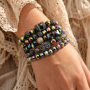 Set <span class=keywords><strong>di</strong></span> Bracciali Impilabili con Ciondoli Druzy in <span class=keywords><strong>Ematite</strong></span>, Cristallo <span class=keywords><strong>di</strong></span> Vetro, Turchese Africano e Pietra Naturale Lava - Gioielli alla Moda - Product Image 1