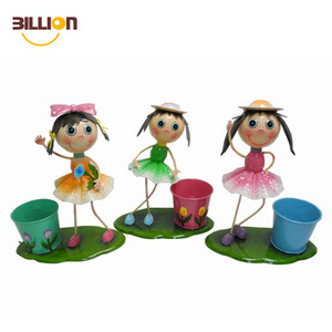 BILLION nouveau Design intérieur/extérieur bureau décoratif support <span class=keywords><strong>en</strong></span> métal garçon/fille planteur poupée Pot de fleur support pour la maison et le jardin - Product Image 4