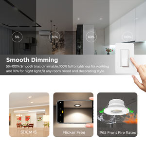 Downlight <span class=keywords><strong>LED</strong></span> encastré sélectionnable sans scintillement réglable 5W/8W 2700K-6000K Installation facile Garantie de 3 ans pour le salon - Product Image 5