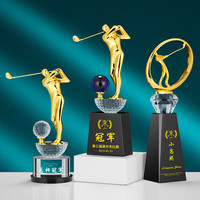 Vente en gros de trophée de golf en métal personnalisé trophée en cristal de décoration de la maison sport pour les prix de la compétition