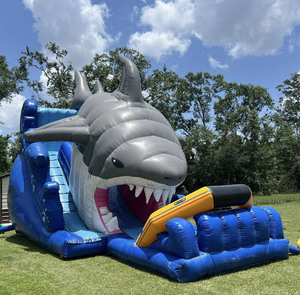 Toboggan aquatique gonflable en forme de requin, parc aquatique gonflable avec toboggan pour <span class=keywords><strong>piscine</strong></span>, toboggans pour piscines enterrées pour adultes - Product Image 3