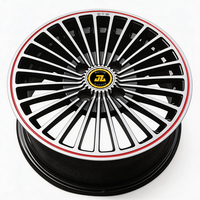 Jantes en alliage JZ 15x6.5j Et30 Pcd4x100/4x98 Cb73.1/58.6 Noir avec face usinée + rainure rouge extérieure
