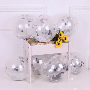 Promotion Ballons en latex transparents de 12 pouces pour anniversaire, mariage, fête, décoration, couleur or, confettis - Product Image 6