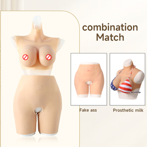 Conjunto de prótesis mamaria con prótesis mamaria de silicona y almohadilla de cadera abierta en la entrepierna de silicona, pantalones, disfraz de Cosplay transgénero - Product Image 3