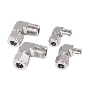 Codo <span class=keywords><strong>de</strong></span> Compresión <span class=keywords><strong>de</strong></span> Acero Inoxidable <span class=keywords><strong>de</strong></span> 90 Grados con Rosca Macho y Férula Simple/Doble para Líneas <span class=keywords><strong>de</strong></span> Aire - Product Image 4