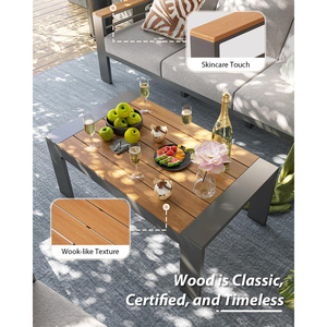 Dwoo - Juego de Muebles de Jardín de Aluminio Gris de 5 Piezas, Juego de Mesa de Centro para Jardín, Combinación de Muebles de Exterior de Lujo, DWF0024 Gar - Product Image 5