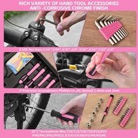 Ensemble d'outils pour femmes portable de 132 pièces, rose, pour la maison, multi-usages, boîte à outils de réparation ménagère