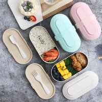 Boîte à lunch isotherme double couche, compatible micro-ondes, qualité alimentaire, trois compartiments, pour les employés de bureau et les étudiants