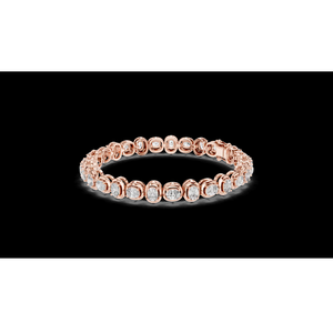 กำไลเทนนิสเพชรทรงคุชชั่นเซ็ตขอบทองชมพู ดีไซน์หรูหรา ระยิบระยับ ของขวัญเครื่องประดับสุดหรูสำหรับงานปาร์ตี้ - Product Image 1