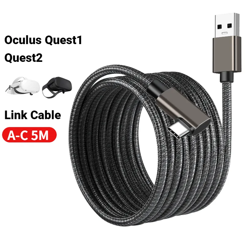 VR Link USB C Cable 90 Degree Cable 3M 5M USB Type C Cable For Quest2