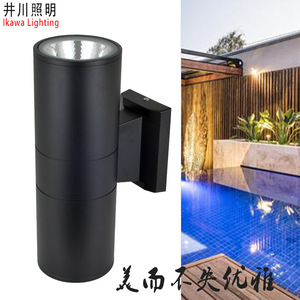 Lámpara LED de pared para exteriores, doble cabezal, impermeable, COB, aleación de aluminio, para patio, villa, jardín - Product Image 2