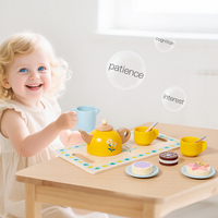 Service à thé en bois pour enfants, jeu de cuisine, aliments d'imitation, fête du thé, plateau de vaisselle éducatif Montessori, coffret cadeau