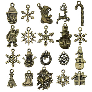 Colgantes de aleación de bronce antiguo de Navidad con formas variadas para accesorios de joyería DIY - Product Image 3