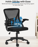 Chaise de bureau ergonomique, chaise de bureau à hauteur réglable avec 90 degrés d'inclinaison °   Accoudoir rabattable, support lombaire et coussin de siège rembourré