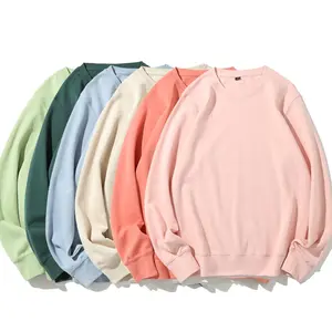 300g Sweatshirts Wholesale Unisex Sweater Men Crew Neck Sweatshirt Pink Plain Pullover Sweater With Custom Logo Services