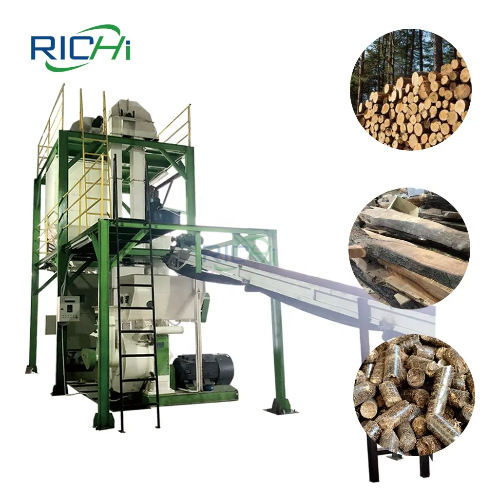 RICHI 공장 사용을위한 1 톤 산업용 목재 펠렛 라인 자동화
