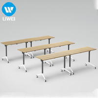 Bureau de formation mobile moderne à plateau rabattable, empilable, à roulettes, pliable et réglable pour bureau, salle de classe et salle de conférence