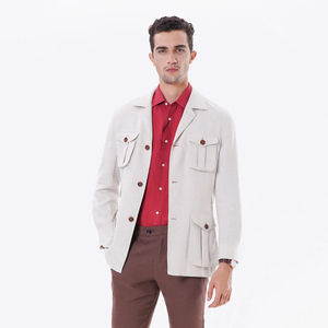 Abito da <span class=keywords><strong>uomo</strong></span> Bosha 2023 serie Casual di alta qualità abito da caccia in lino <span class=keywords><strong>Beige</strong></span> cappotti personalizzati con colletto rovesciato tinto ODM - Product Image 1