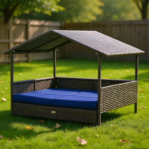 Casa para Perros Ozark de Mimbre con Cojín Extraíble, Mueble para Mascotas de Interior y Exterior, Rectangular, Estilo Moderno, para Todas las Estaciones - Product Image 2
