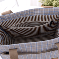Sac fourre-tout moyen imperméable à imprimé écossais avec doublure TC, taille personnalisée pour les trajets quotidiens et l'utilisation comme sac à lunch