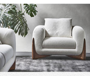 कम MOQ लक्जरी सोफा लिविंग रूम फर्नीचर ठोस लकड़ी सफेद डबल सोफा - Product Image 3