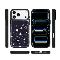 Coque de téléphone AG Feeling Black Edge avec étoiles colorées dorées et coque magnétique pour iPhone 17, 17 Pro Max, 16 Pro, 15, 15 Pro Max, 15 Pro, 14 Pro Max