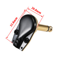 Connecteurs audio équilibrés TRS à angle droit plaqués or 6.35mm jack stéréo mono 1/4 pour câble d'instrument