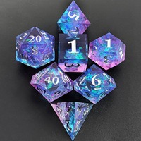 Ensemble de 7 dés polyédriques en résine pour D&D, dés D20 avec intérêts métalliques irisés pour jeux de rôle de table, vente en gros
