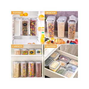 Giá Rẻ 4-Pcs 4L Nhựa Lưu Trữ Hộp <span class=keywords><strong>Stackable</strong></span> Kín Thực Phẩm Lưu Trữ <span class=keywords><strong>Container</strong></span> Cho Nhà Bếp Ngũ Cốc Trái Cây Sấy Khô Và Thực Phẩm Lưu Trữ - Product Image 4