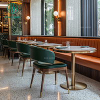 Meubles de restaurant, table et chaises de café, sièges de banquette en pierre frittée ronde de luxe, en cuir, pour hôtel, café